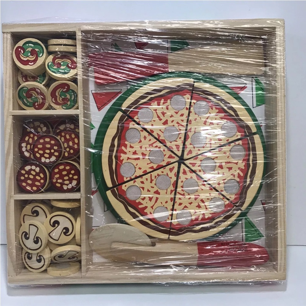 Melissa & Doug Wooden Pizza Party- 54 Mix-N-Match Topping Pieces